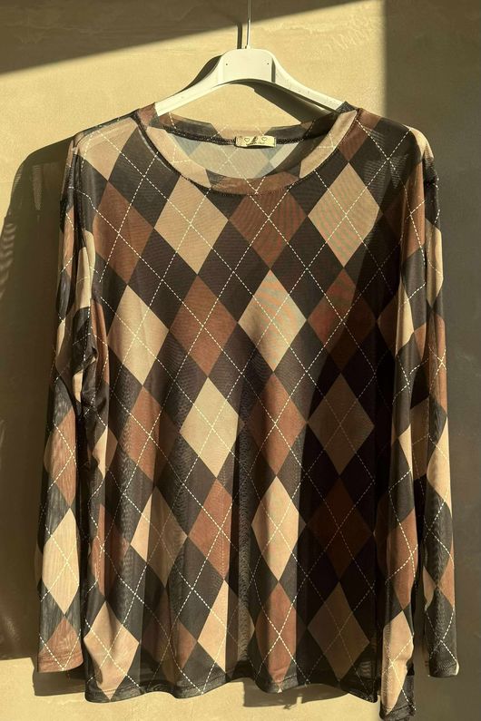 Bobby Mesh Layering Top Argyle Black